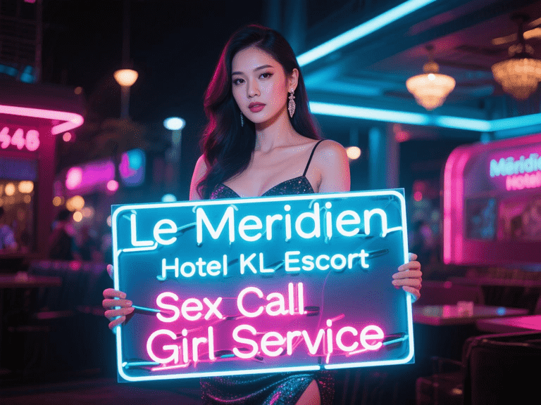 Woman holding Le Meridien KL escort sign. Hotel KL escort, sex call, girl service.